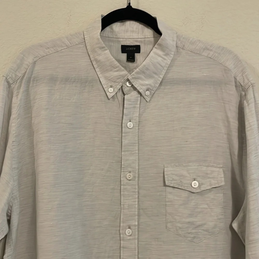 J. Crew Baird McNutt Men’s Button Front Shirt XL Grey Linen Cotton Blend Preppy